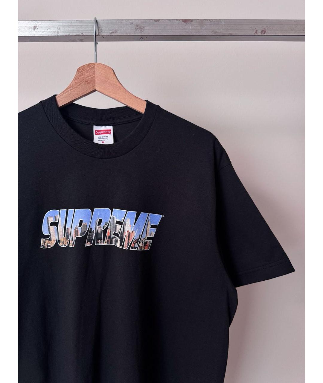 SUPREME Черная хлопковая футболка, фото 3