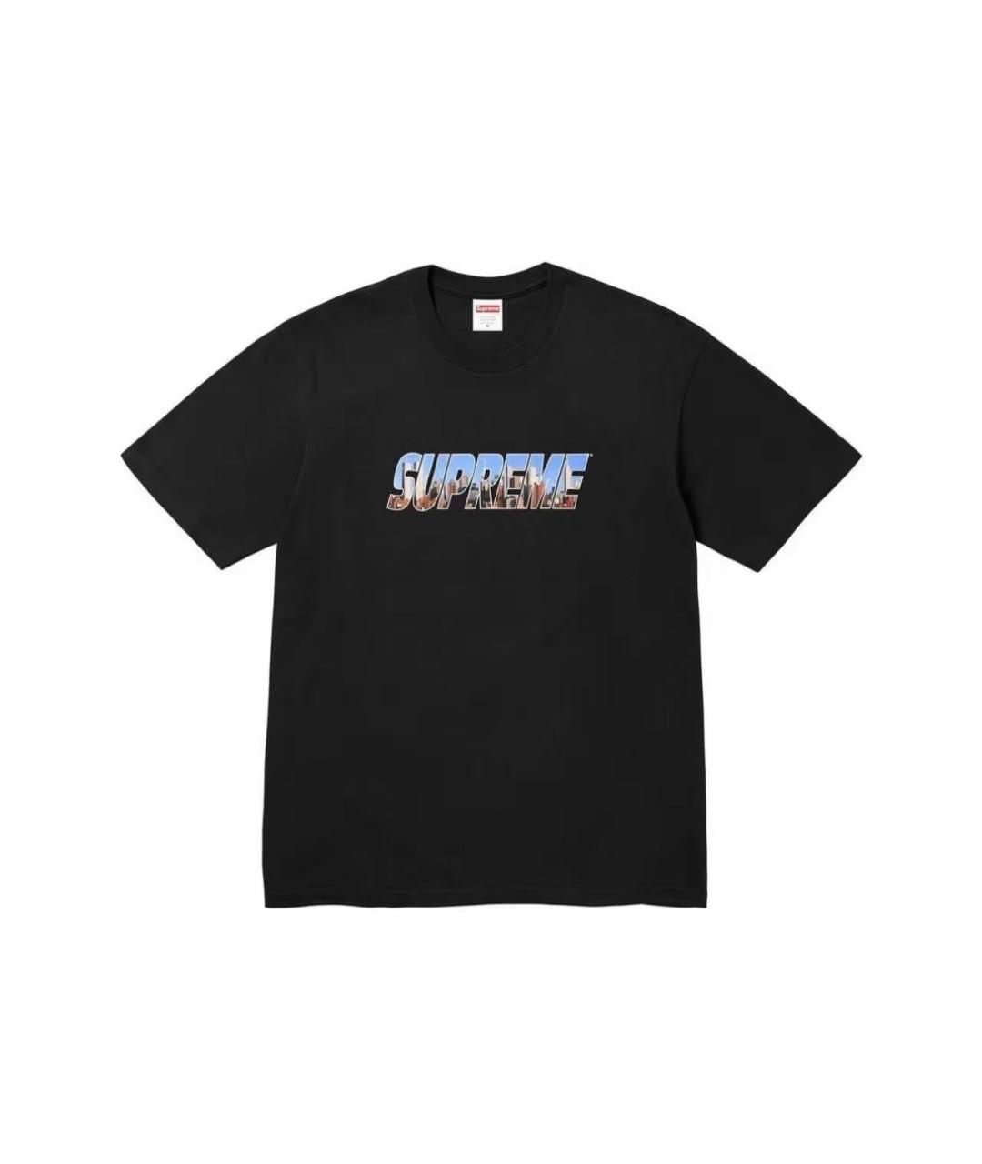 SUPREME Черная хлопковая футболка, фото 1