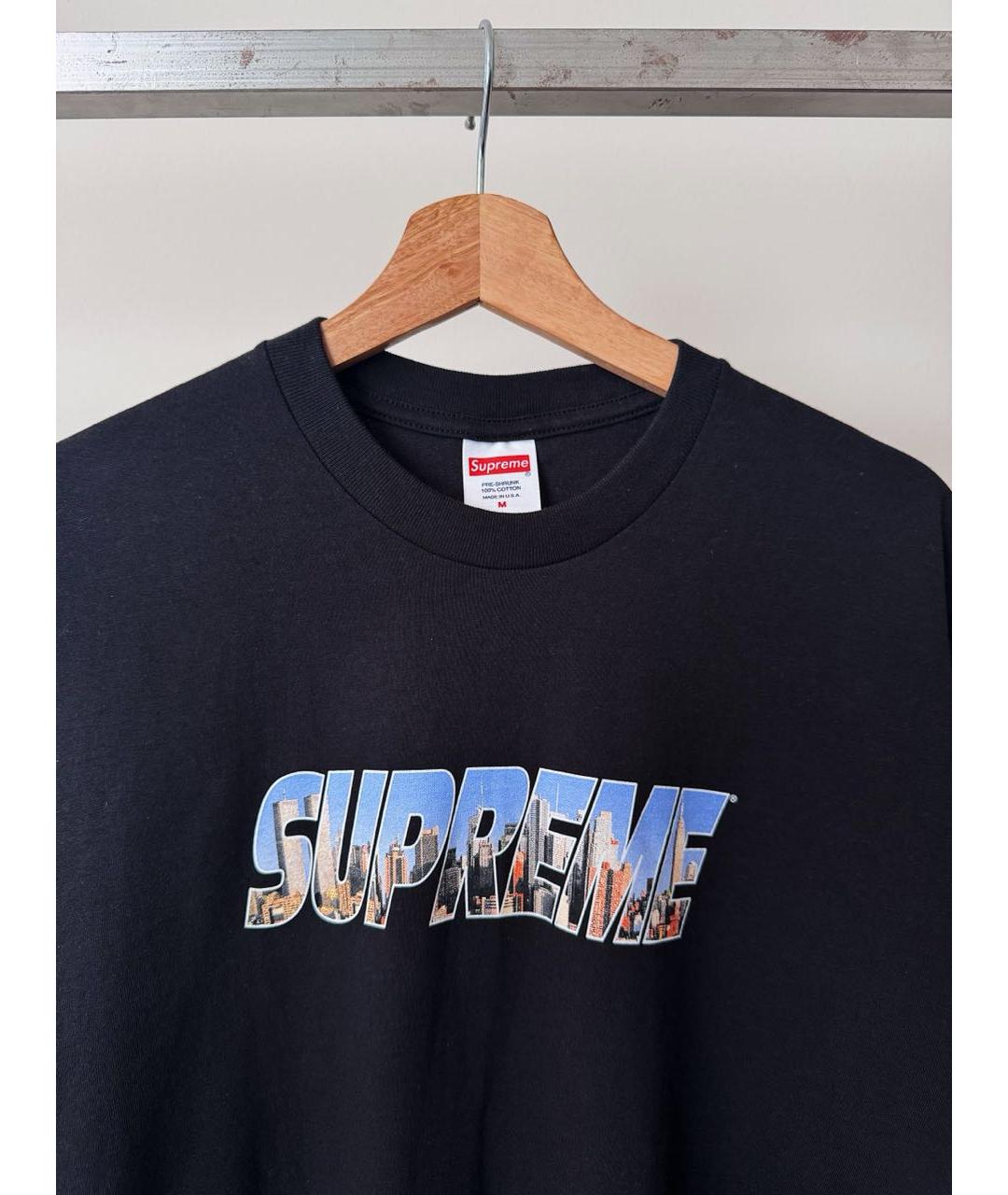 SUPREME Черная хлопковая футболка, фото 4
