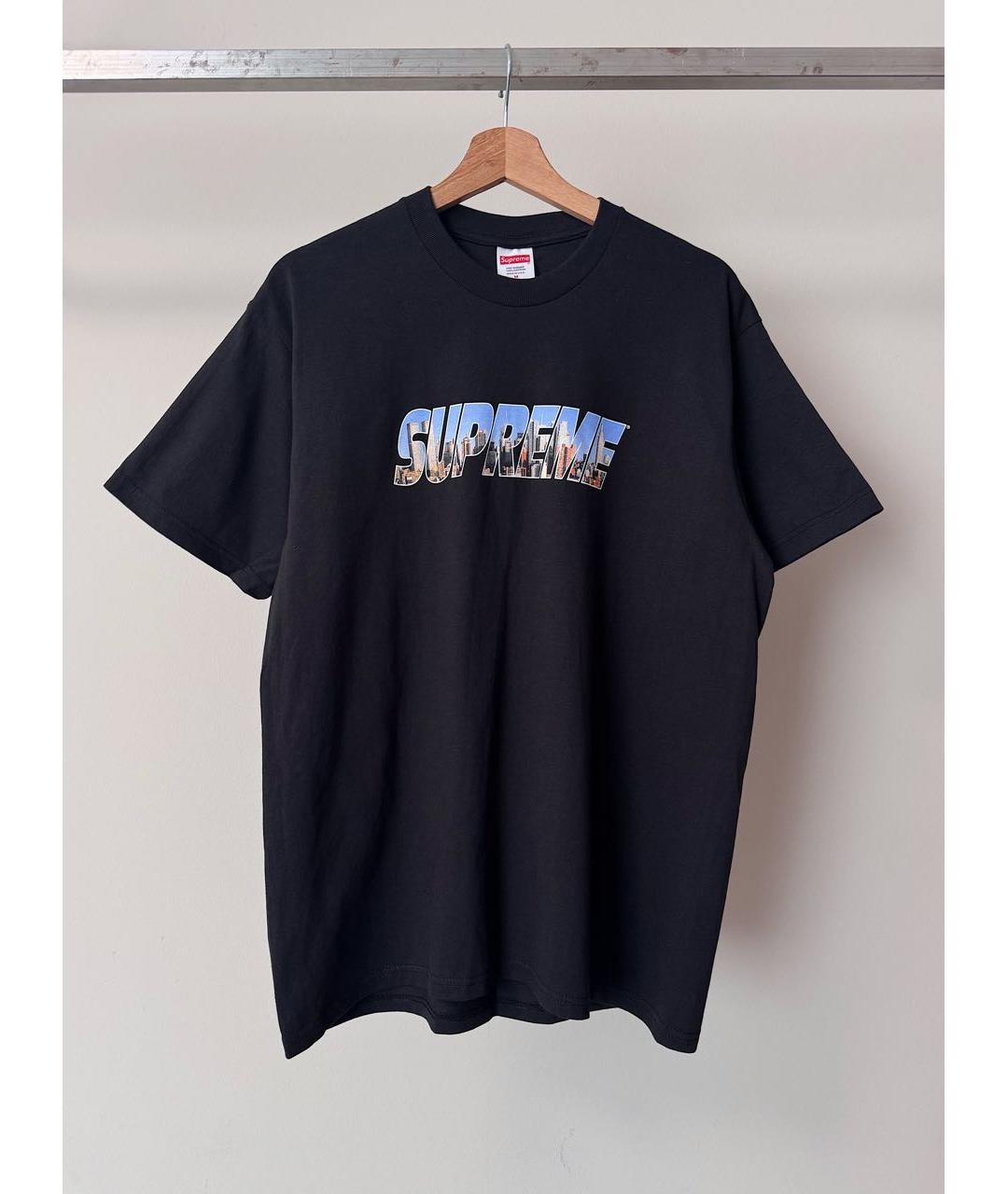 SUPREME Черная хлопковая футболка, фото 2