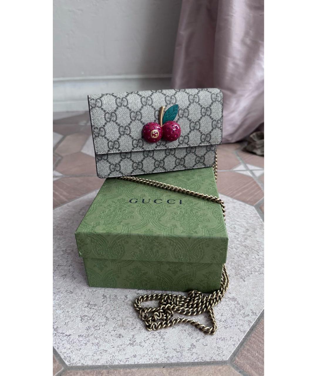 GUCCI Бежевая кожаная сумка через плечо, фото 5