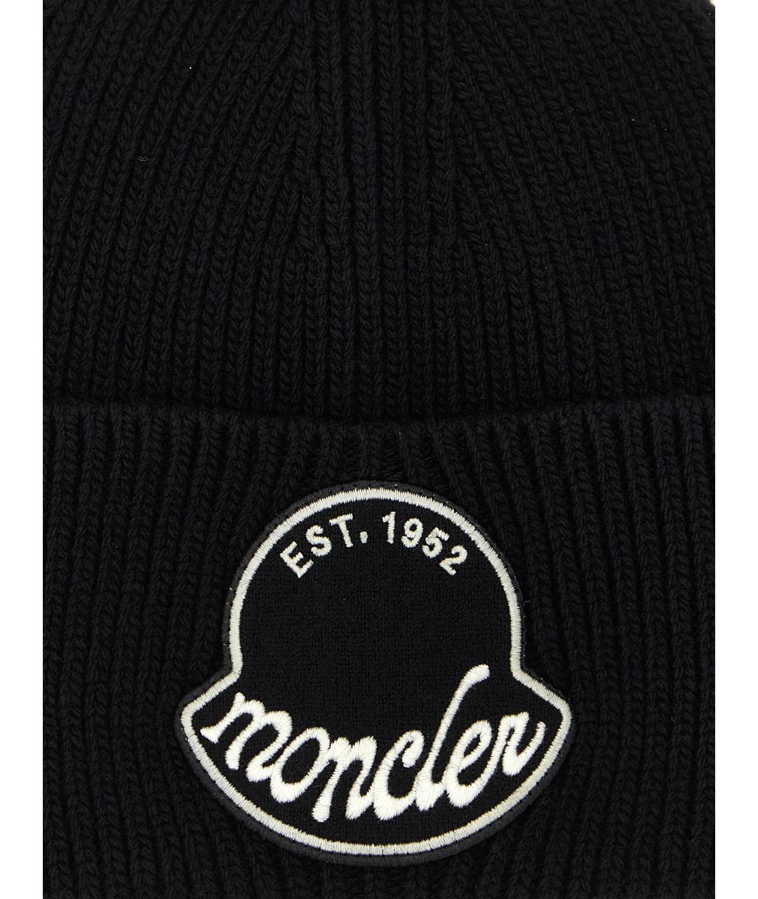 MONCLER Черная шерстяная шапка, фото 3