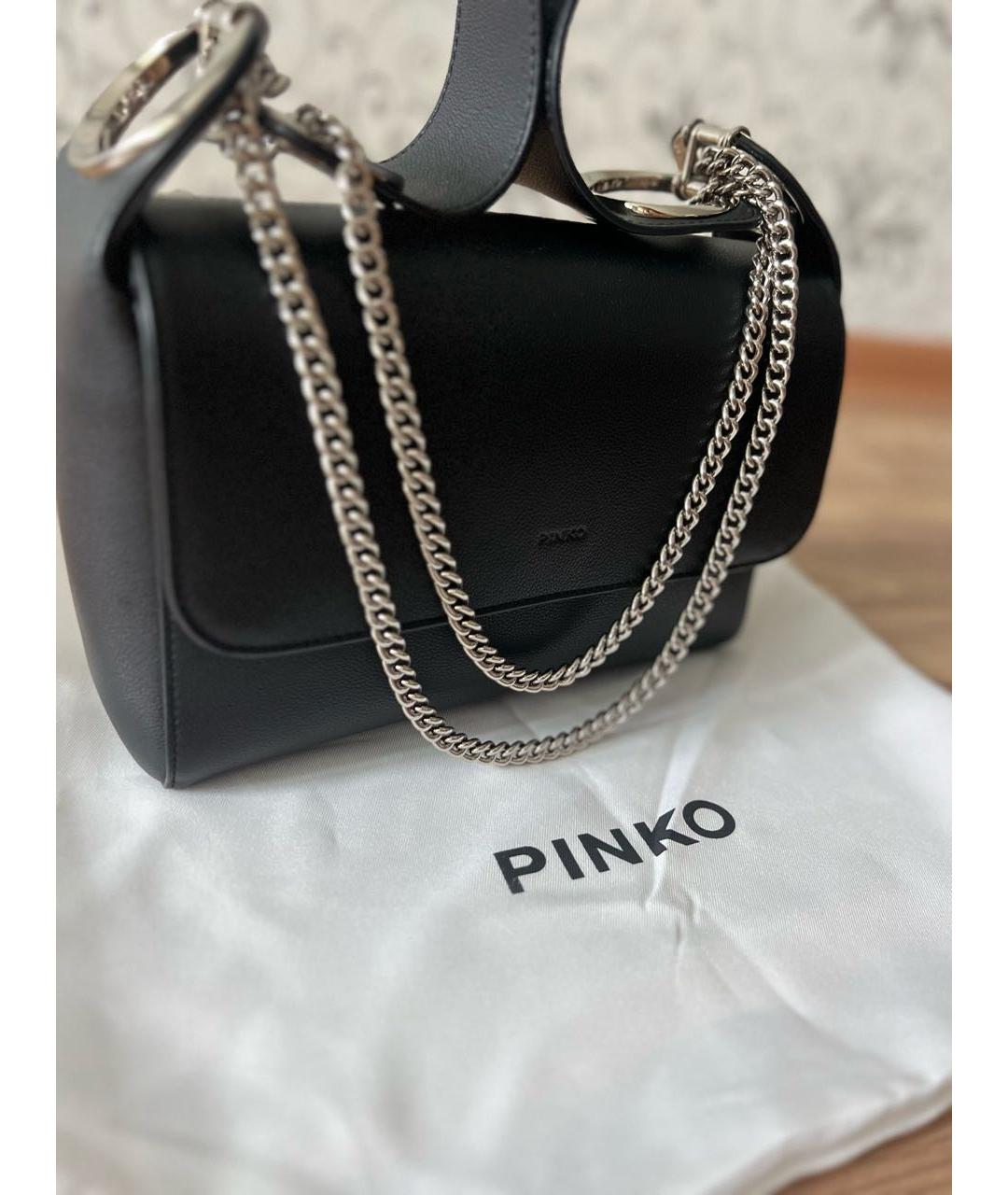 PINKO Черная кожаная сумка с короткими ручками, фото 5