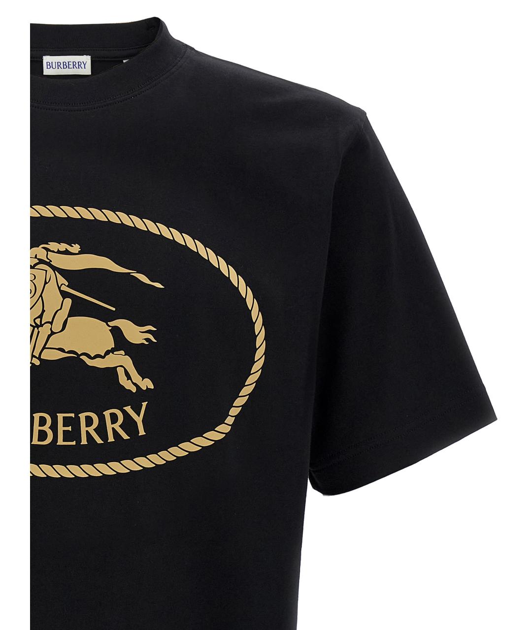 BURBERRY Черная хлопковая футболка, фото 3