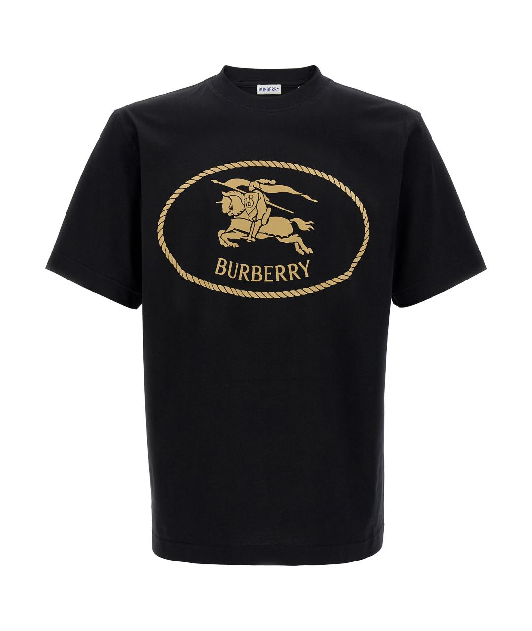 BURBERRY Черная хлопковая футболка, фото 1
