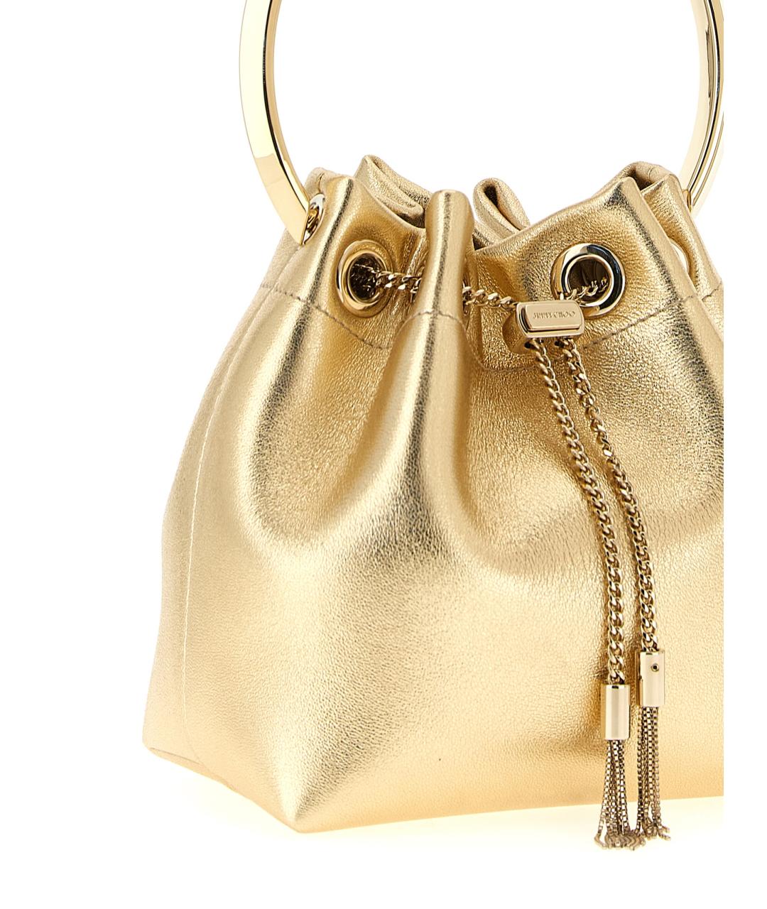 JIMMY CHOO Золотая кожаная сумка с короткими ручками, фото 3