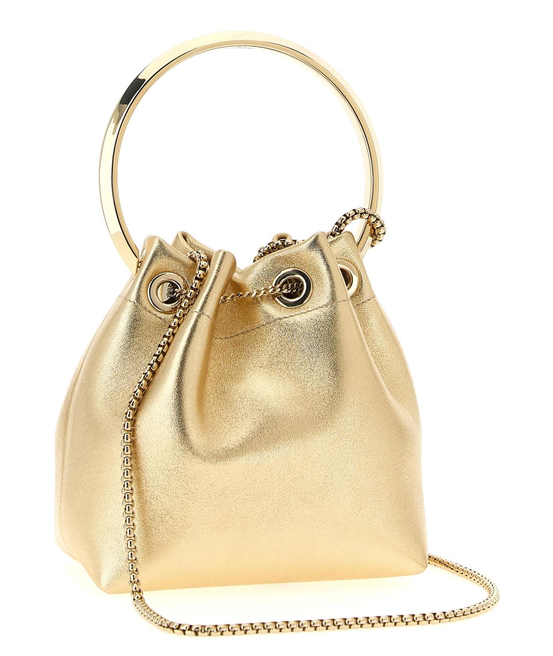 JIMMY CHOO Золотая кожаная сумка с короткими ручками, фото 2