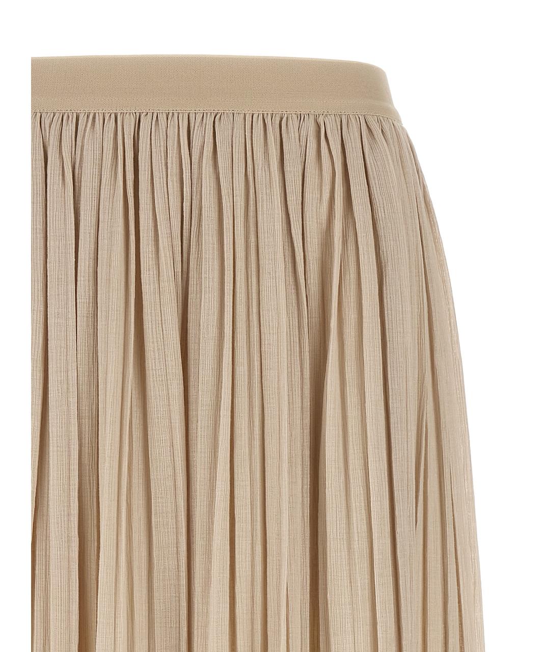 WEEKEND MAX MARA Бежевая хлопковая юбка миди, фото 3