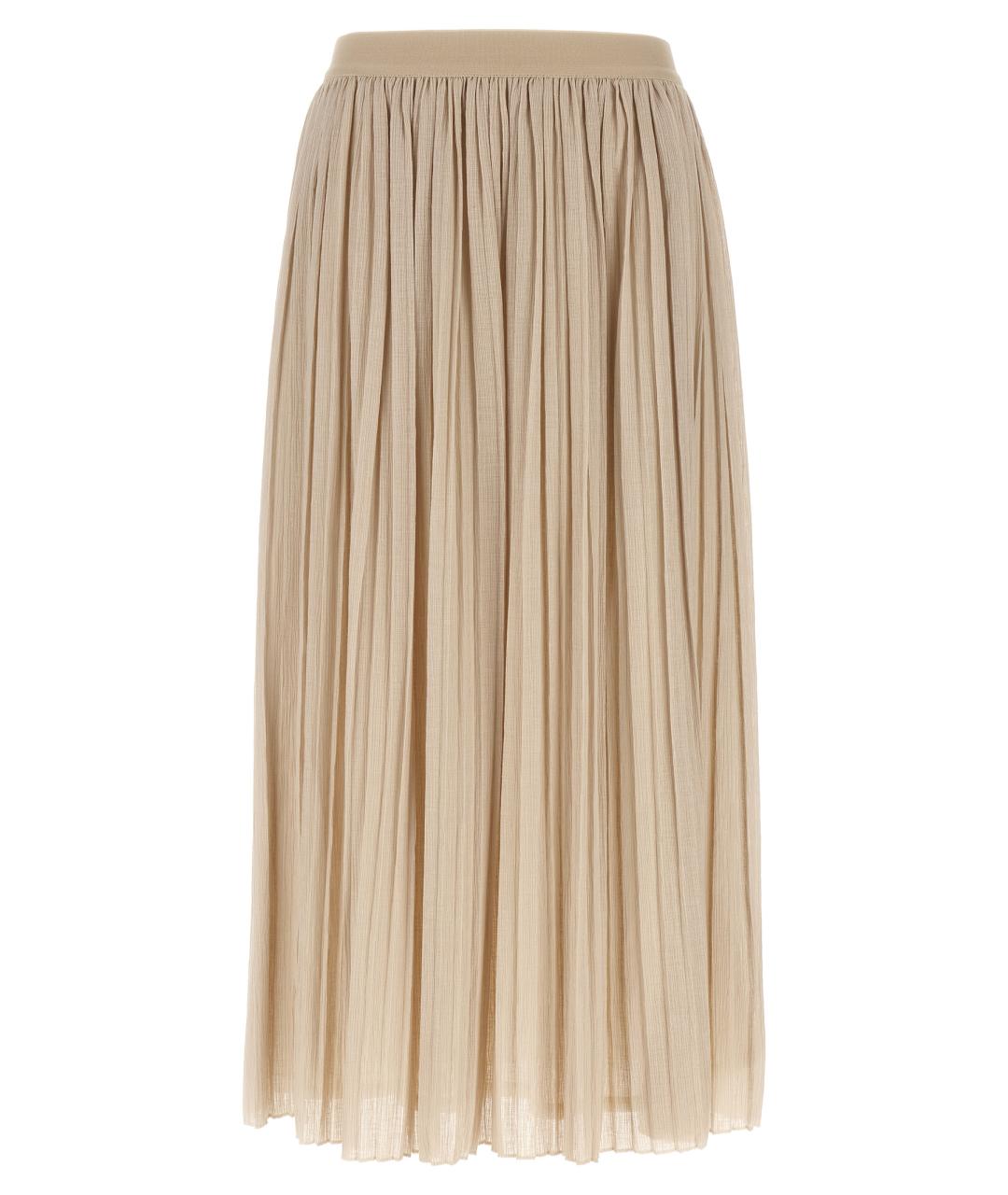 WEEKEND MAX MARA Бежевая хлопковая юбка миди, фото 1