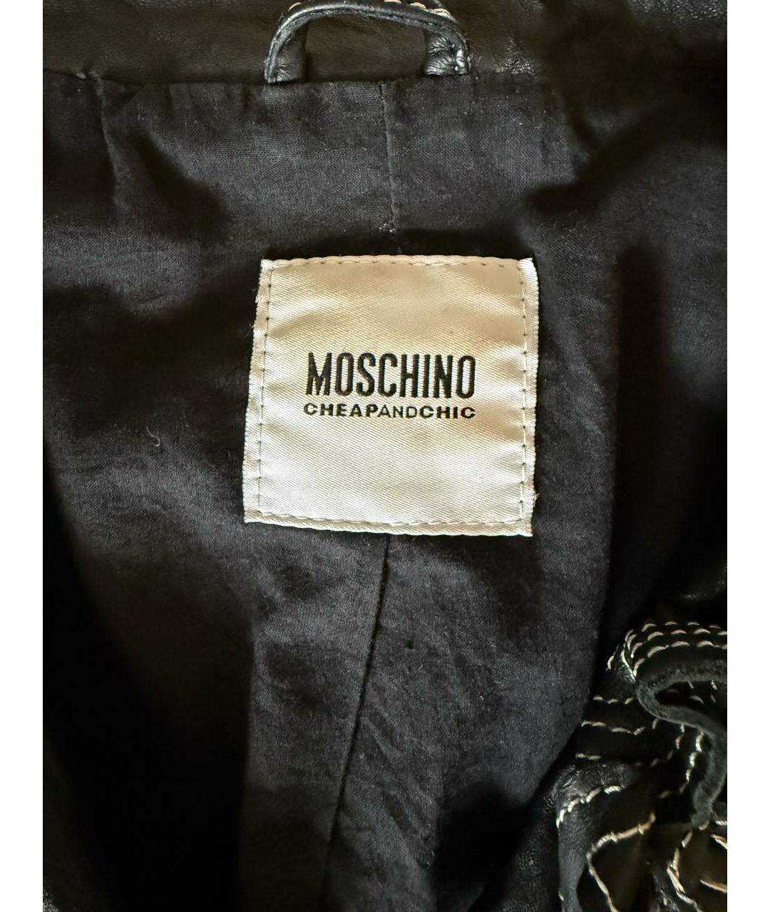 MOSCHINO Черная кожаная куртка, фото 5
