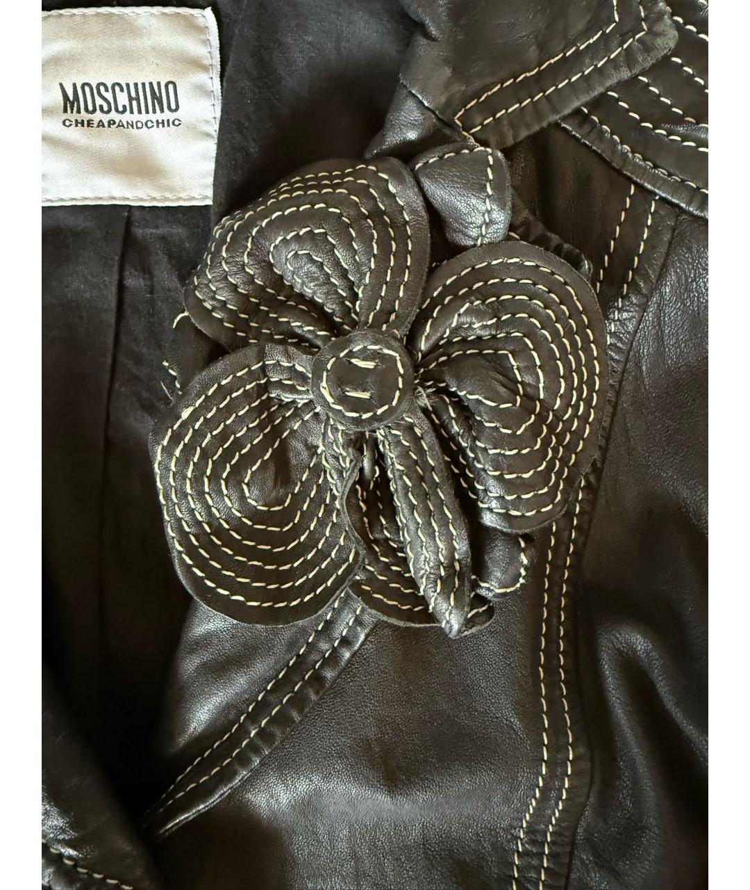 MOSCHINO Черная кожаная куртка, фото 3