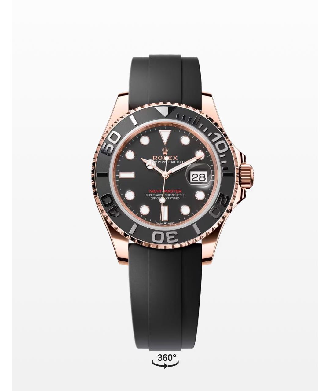 ROLEX Черные часы из розового золота, фото 3