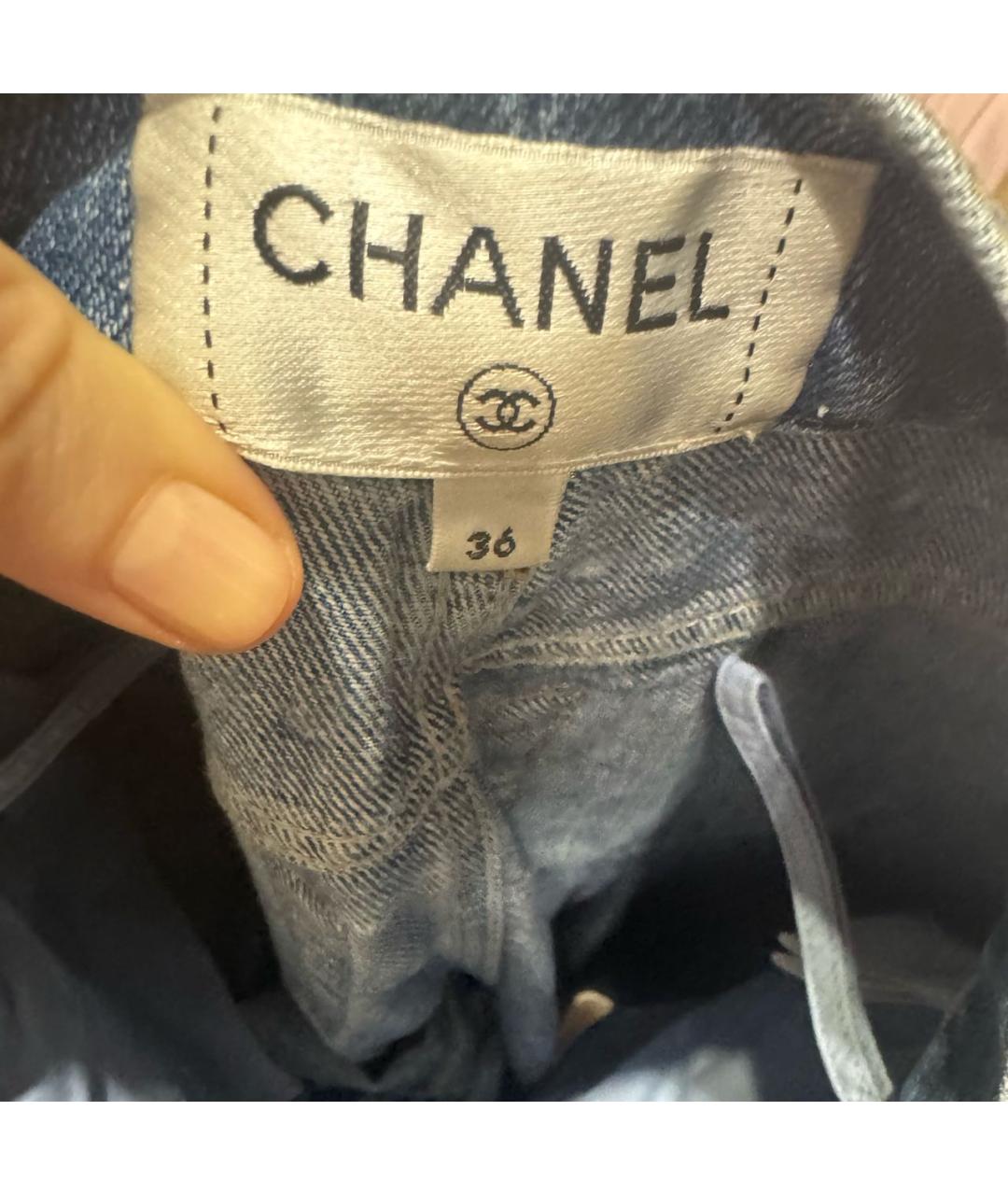 CHANEL Синие хлопковые прямые джинсы, фото 2