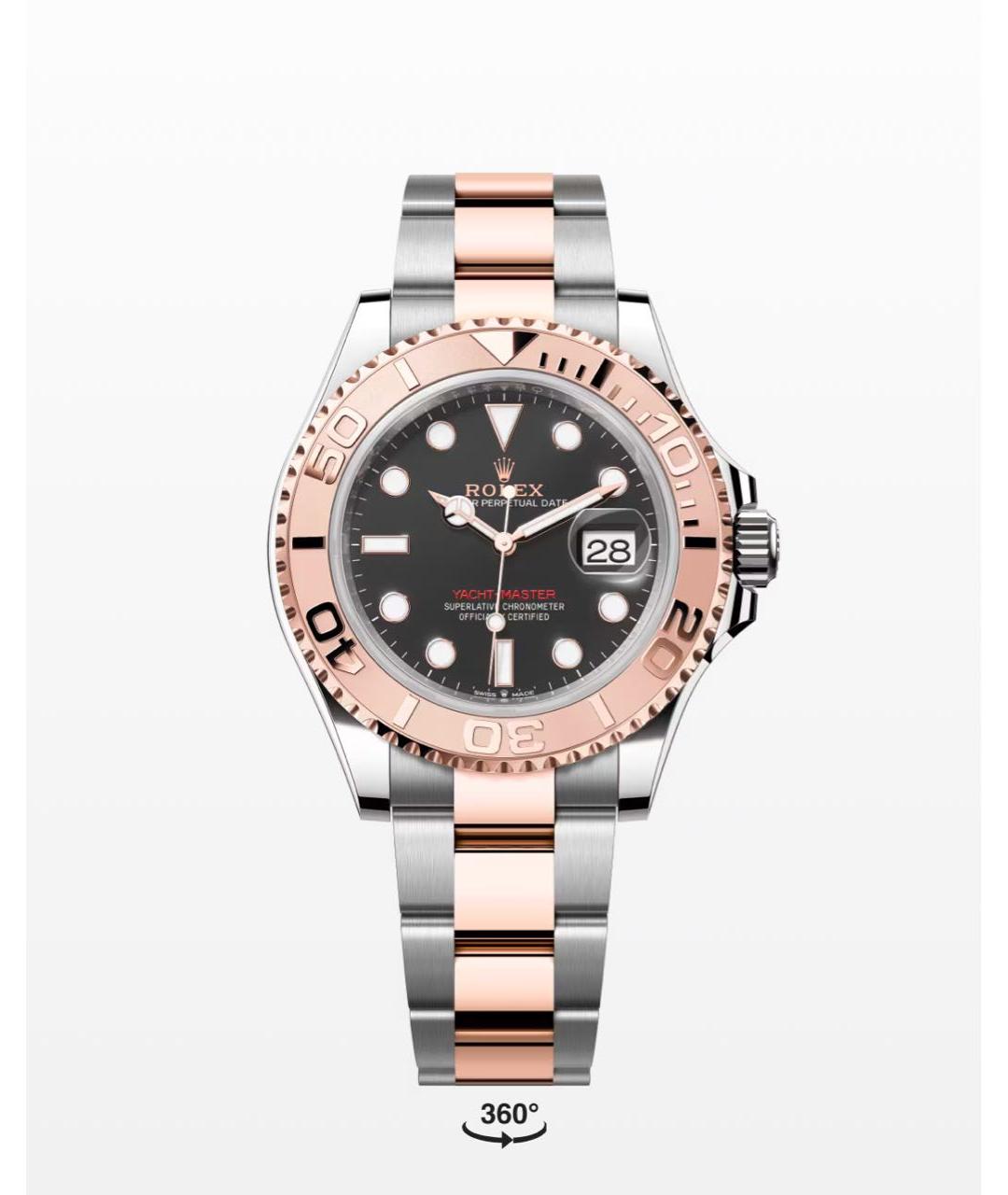 ROLEX Черные часы из розового золота, фото 3
