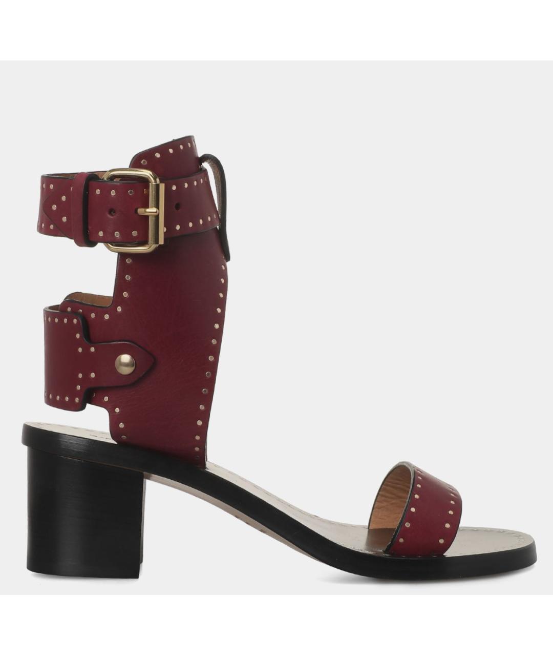 ISABEL MARANT Бордовые кожаные босоножки, фото 8