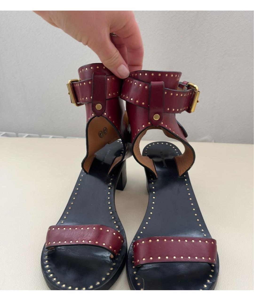 ISABEL MARANT Бордовые кожаные босоножки, фото 2