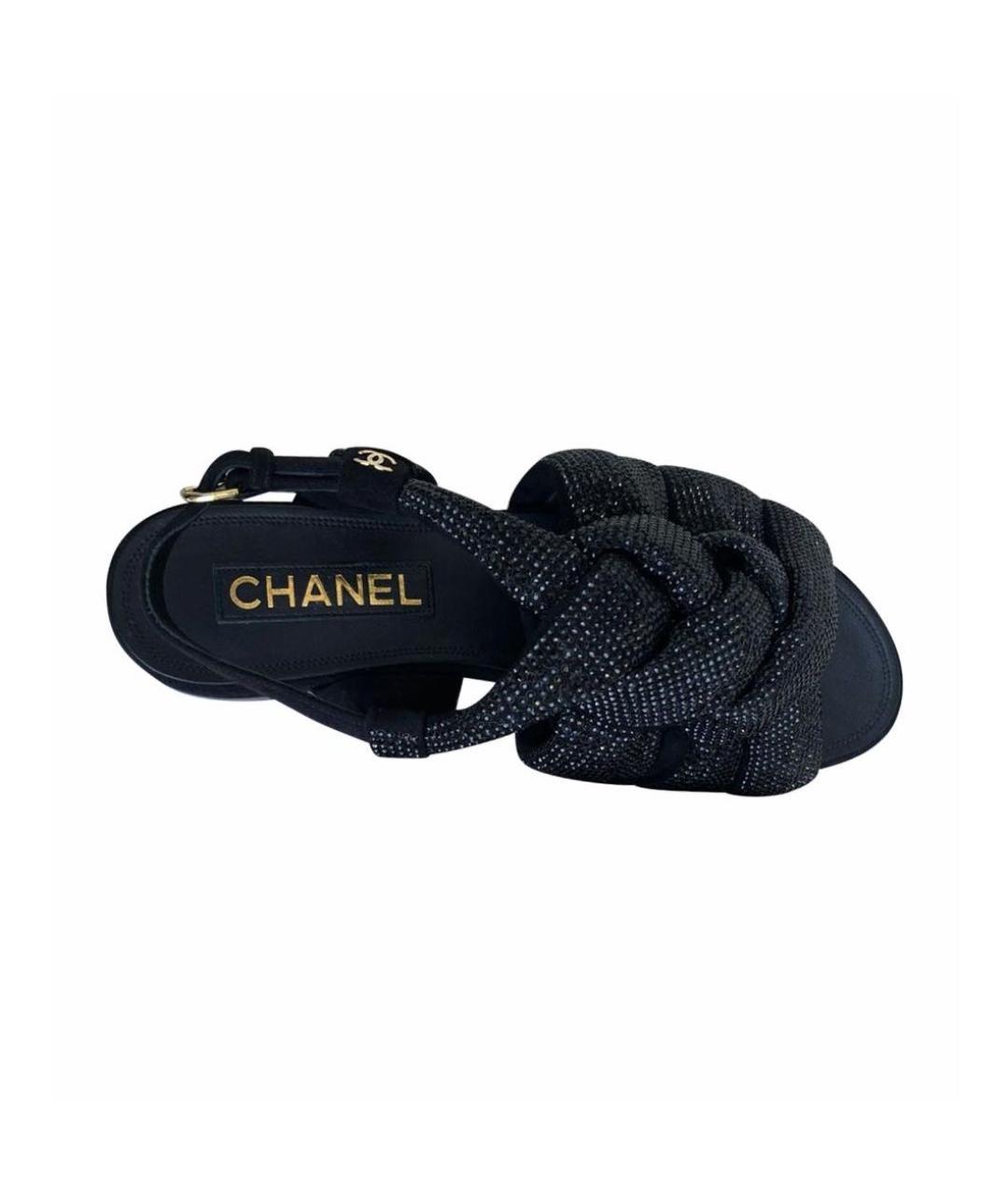 CHANEL Черные кожаные сандалии, фото 1