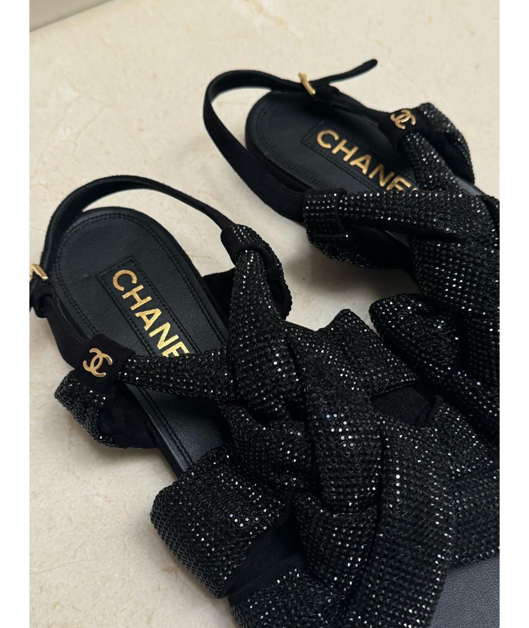 CHANEL Черные кожаные сандалии, фото 3