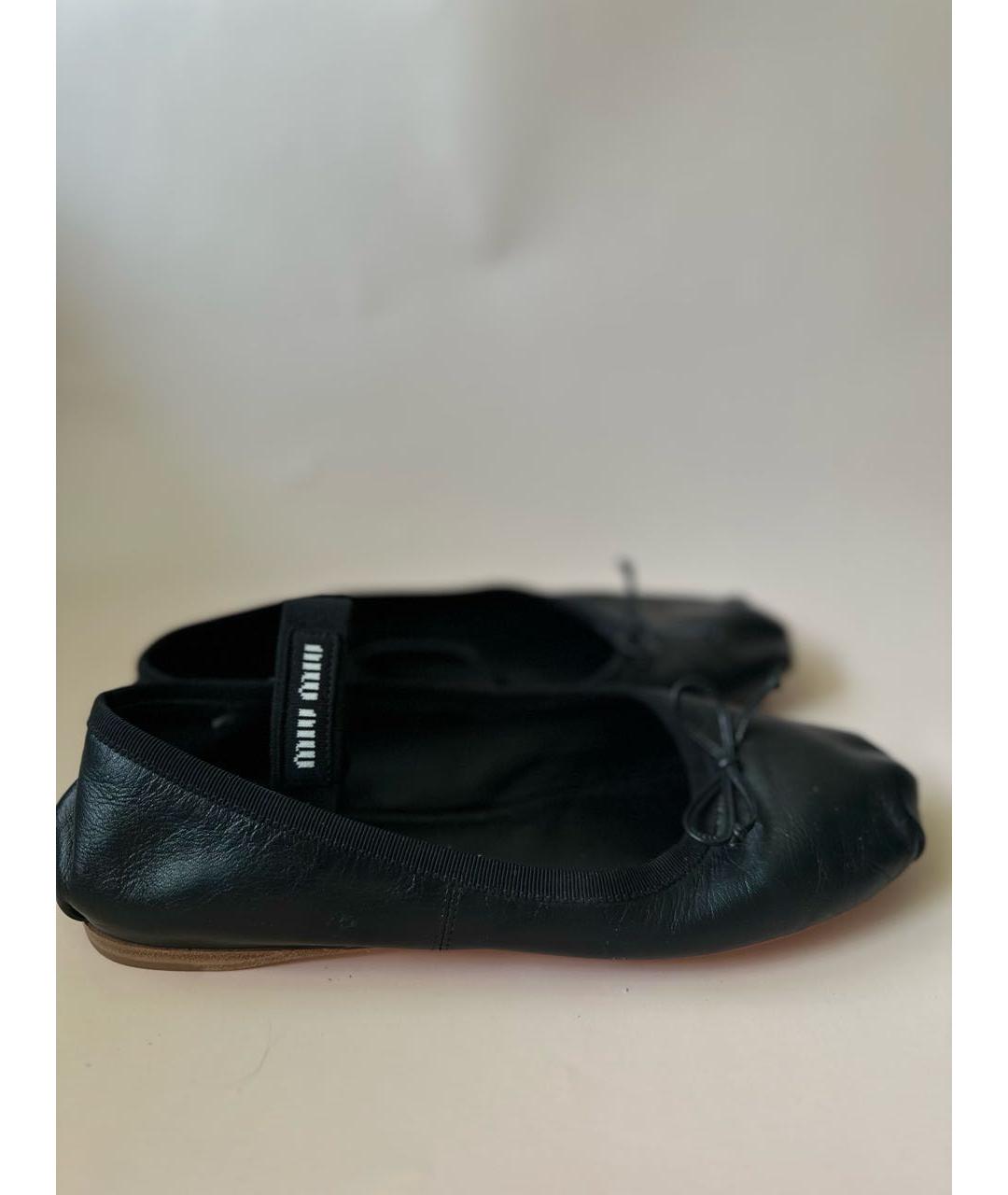 MIU MIU Черные кожаные балетки, фото 6