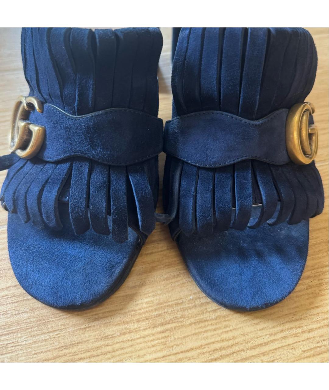 GUCCI Темно-синие замшевые мюли, фото 2