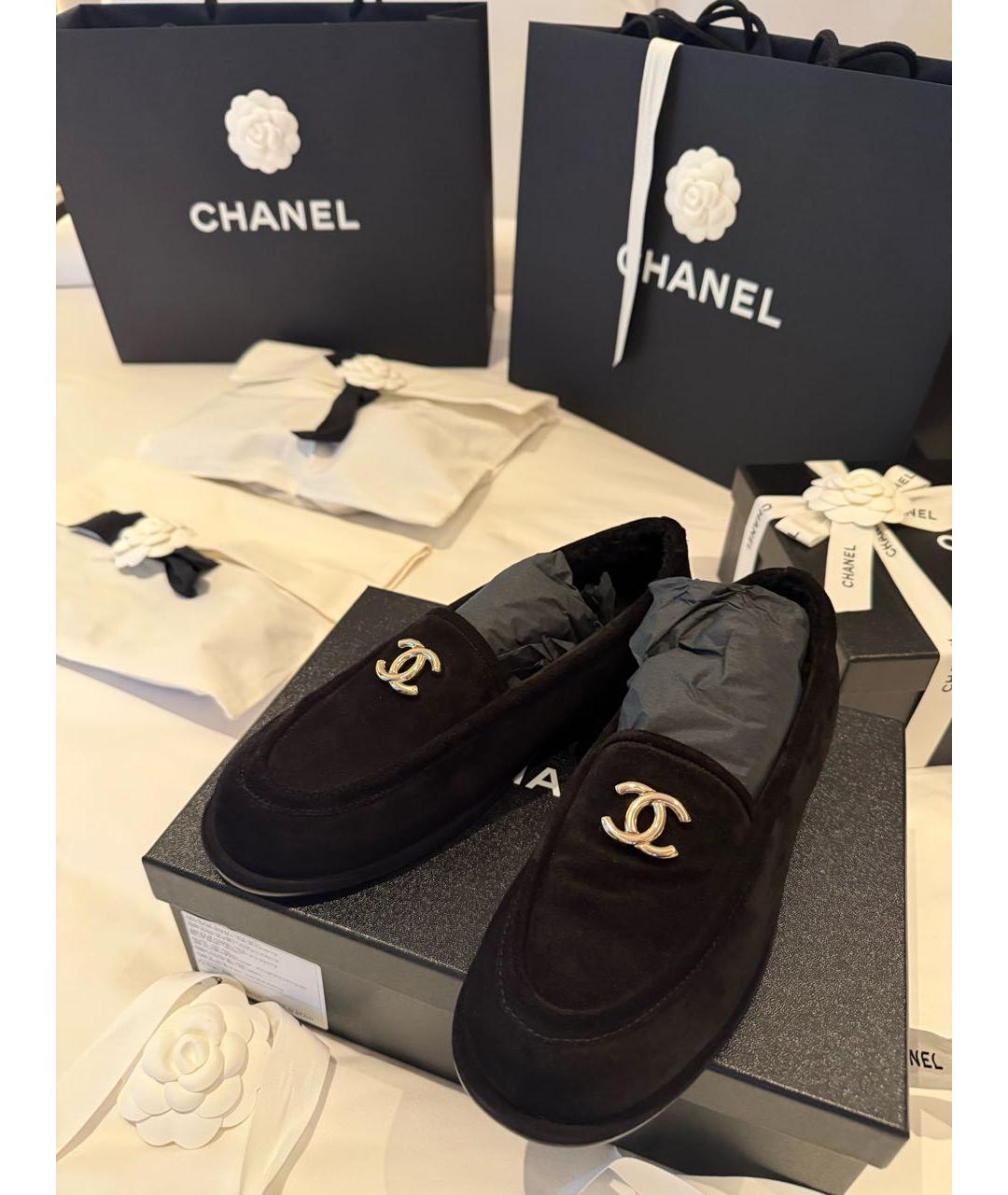 CHANEL Черные замшевые лоферы, фото 2