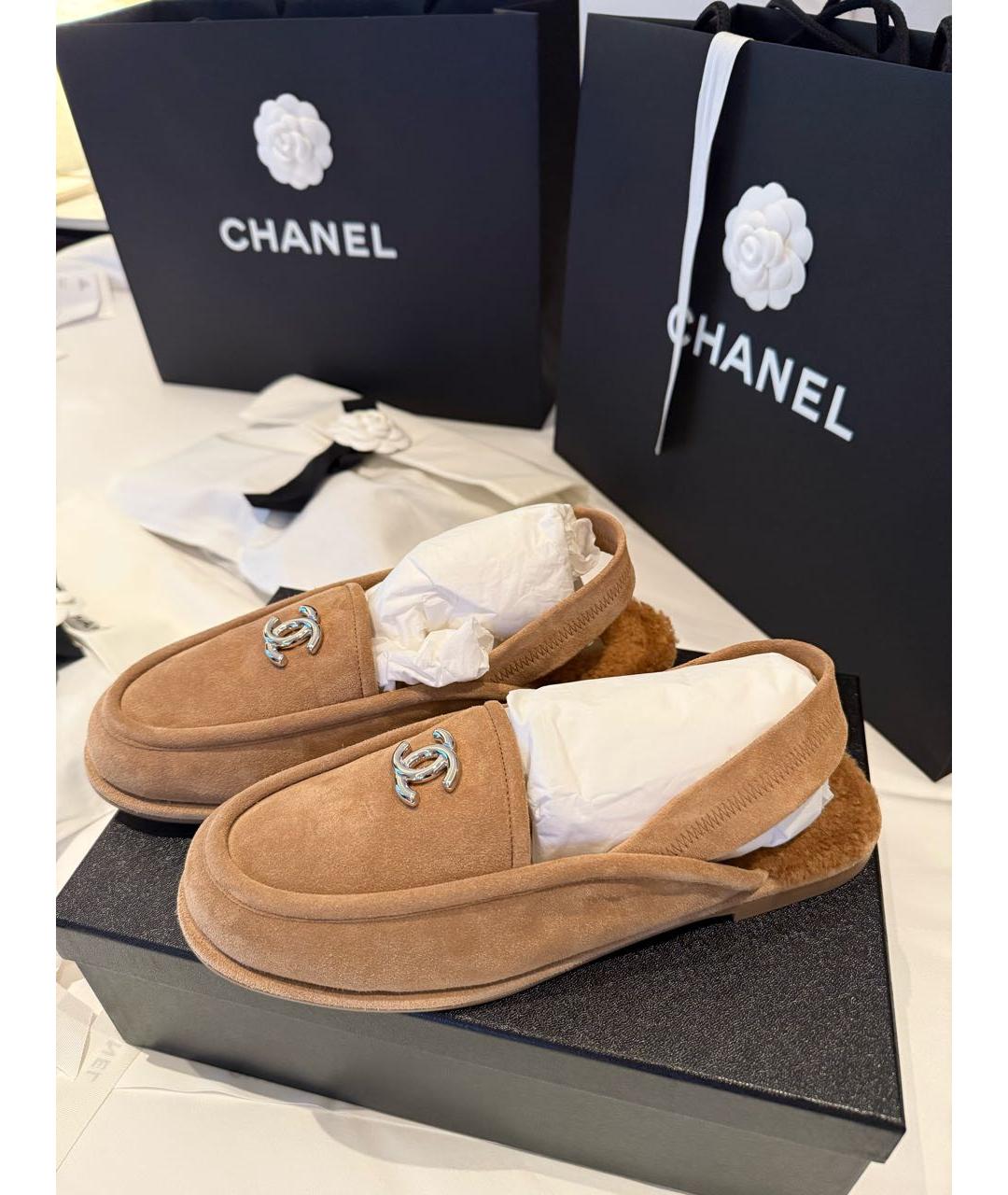 CHANEL Бежевые замшевые мюли, фото 5