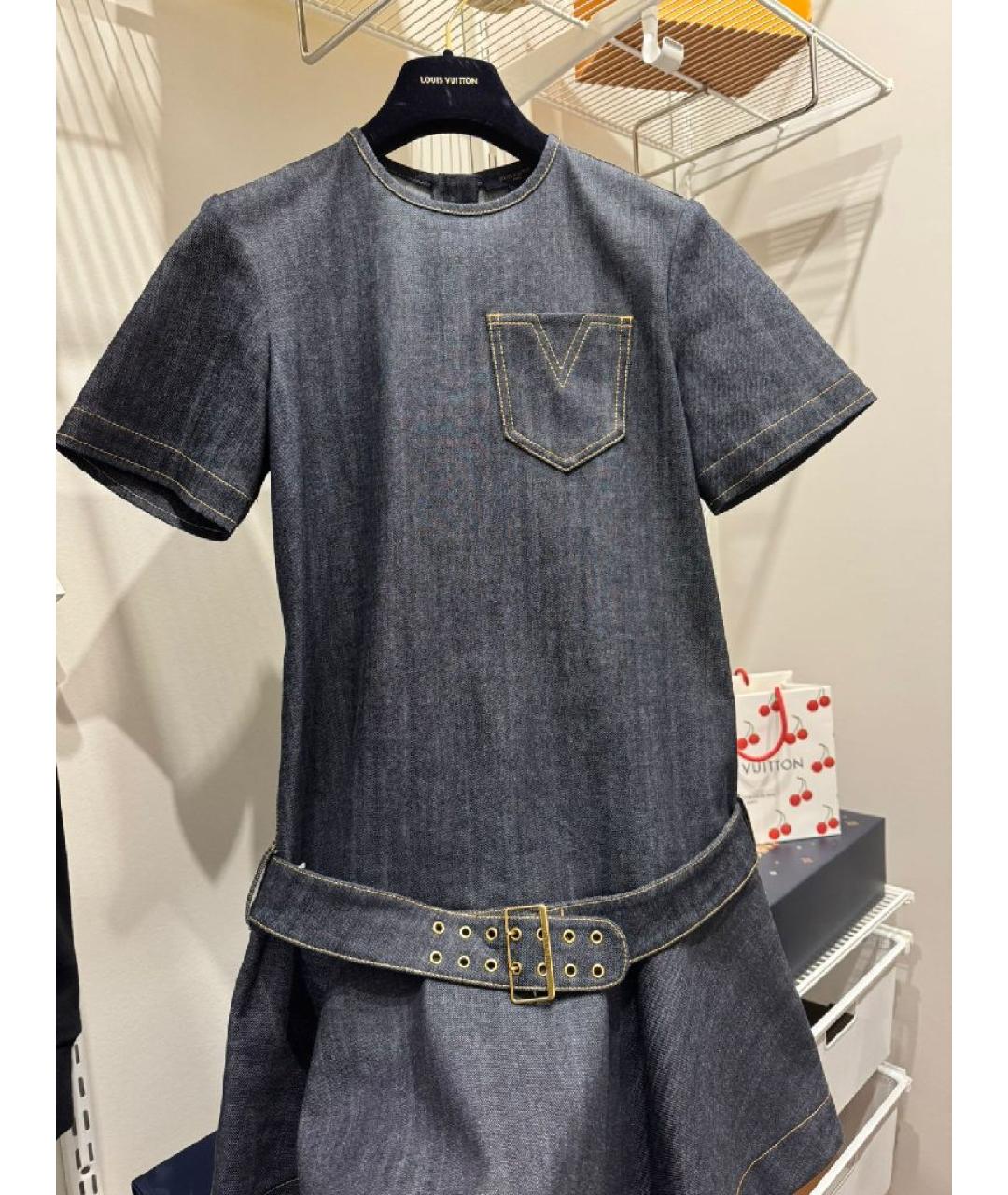 LOUIS VUITTON Темно-синее деним повседневное платье, фото 2