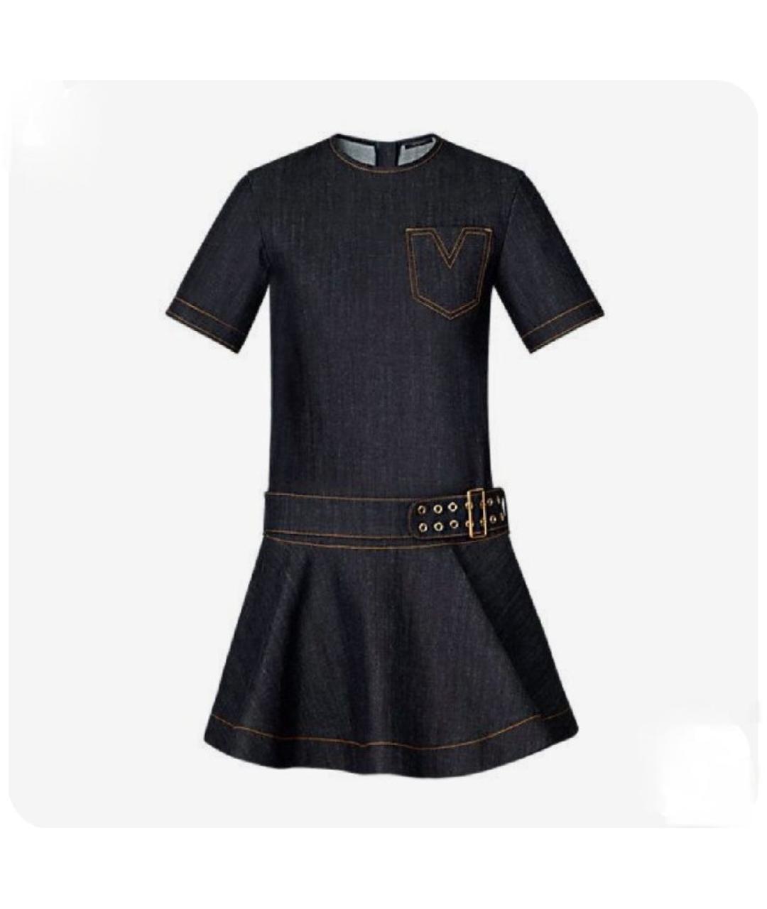 LOUIS VUITTON Темно-синее деним повседневное платье, фото 10