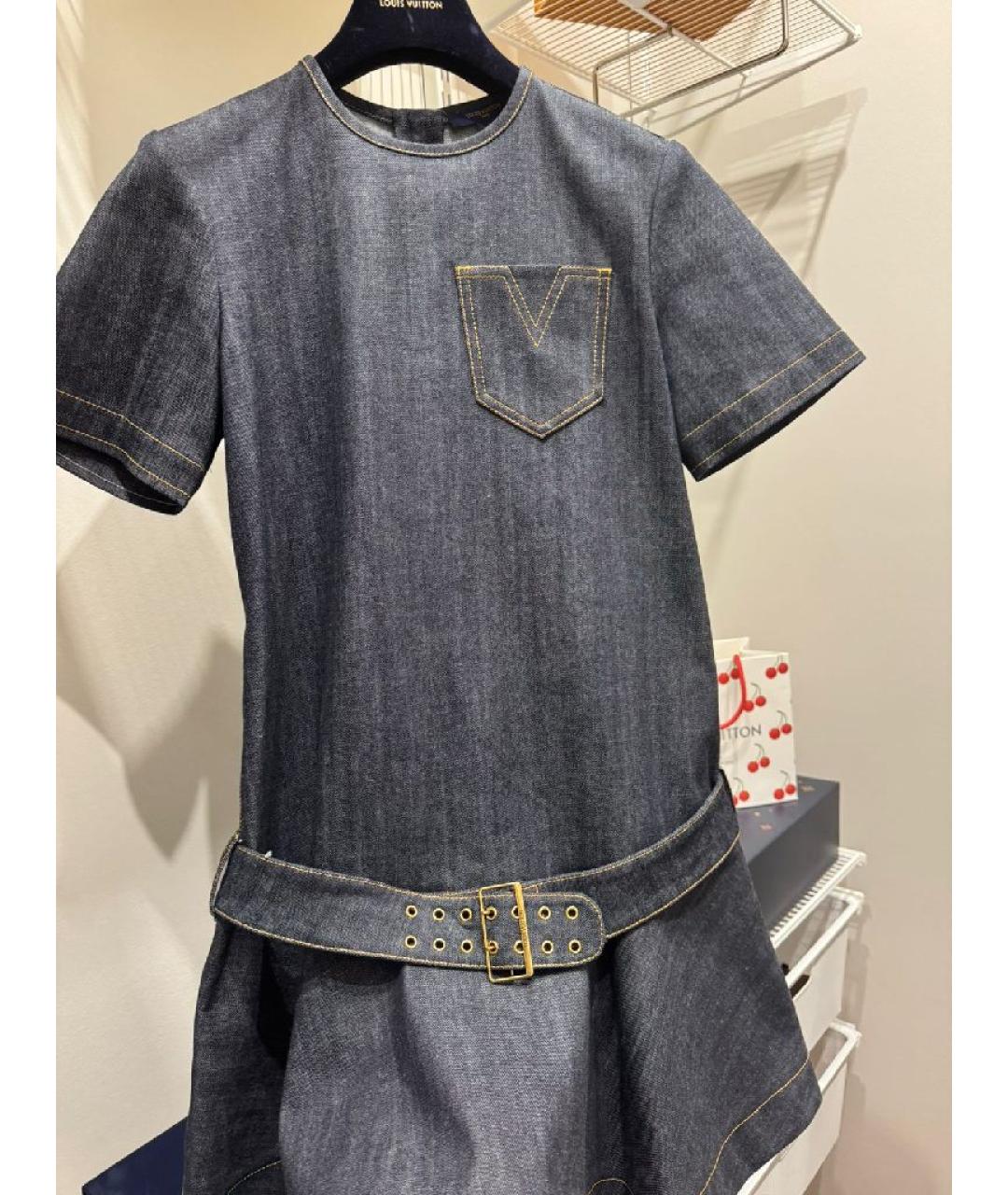LOUIS VUITTON Темно-синее деним повседневное платье, фото 8