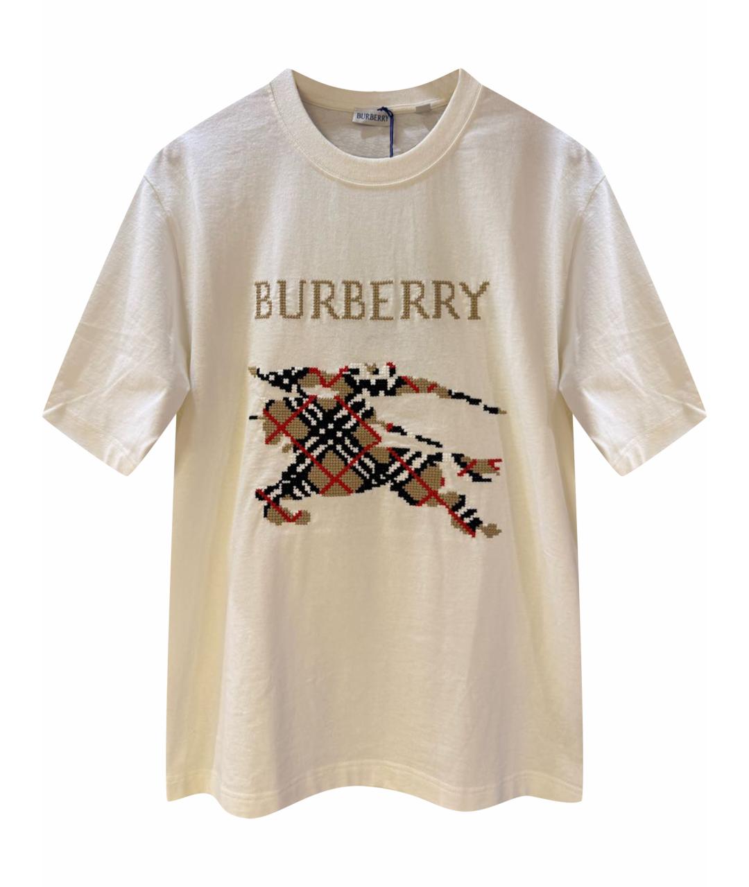 BURBERRY Белая хлопковая футболка, фото 1