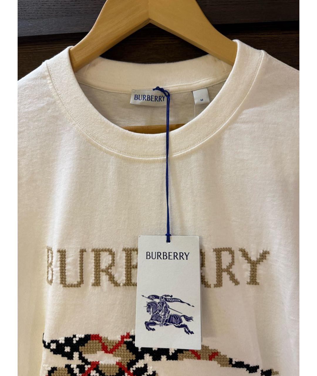 BURBERRY Белая хлопковая футболка, фото 3