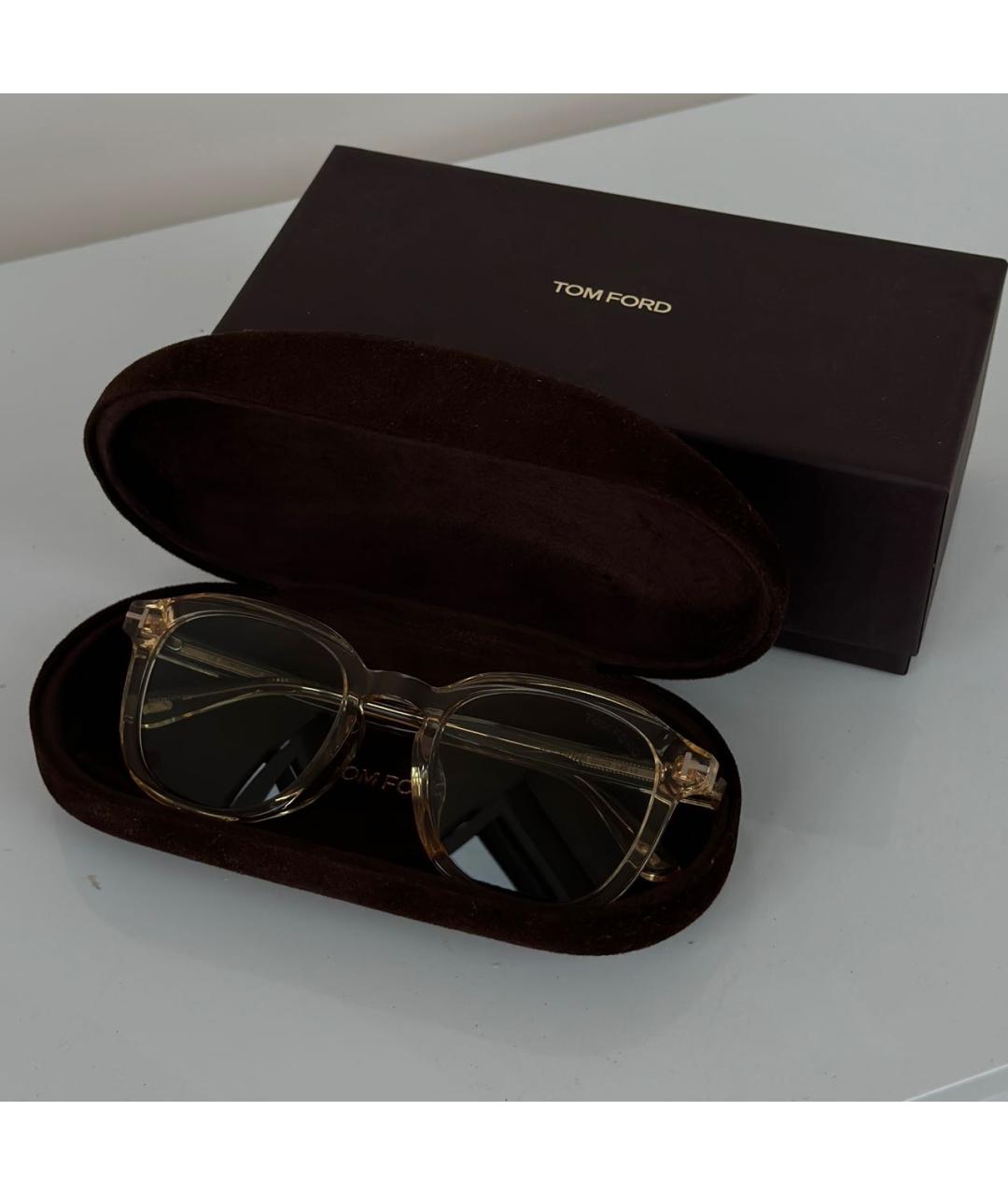 TOM FORD Золотые пластиковые солнцезащитные очки, фото 7