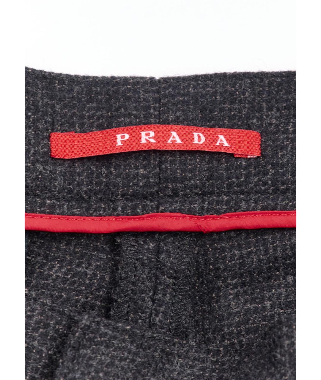 PRADA Серые шерстяные прямые брюки, фото 3