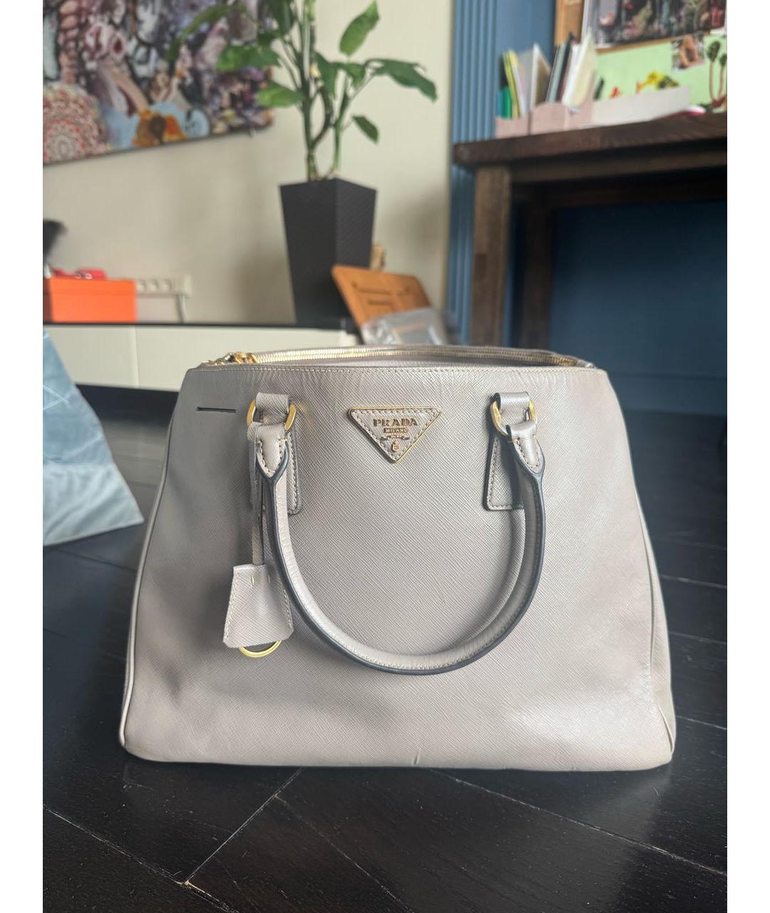 PRADA Серая кожаная сумка тоут, фото 9