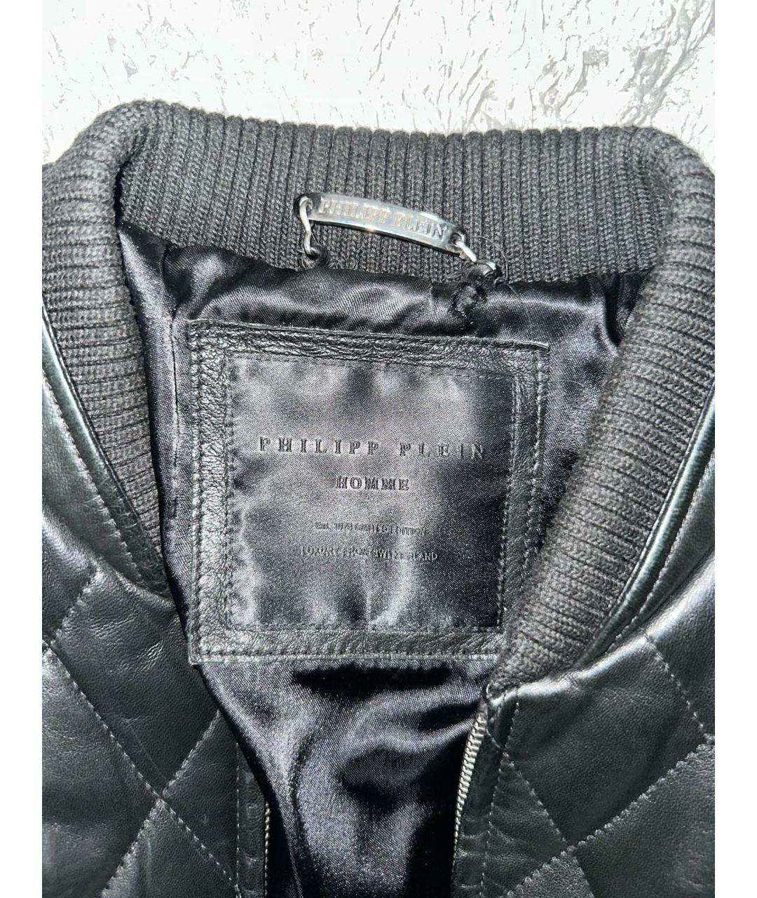 PHILIPP PLEIN Черная кожаная куртка, фото 3