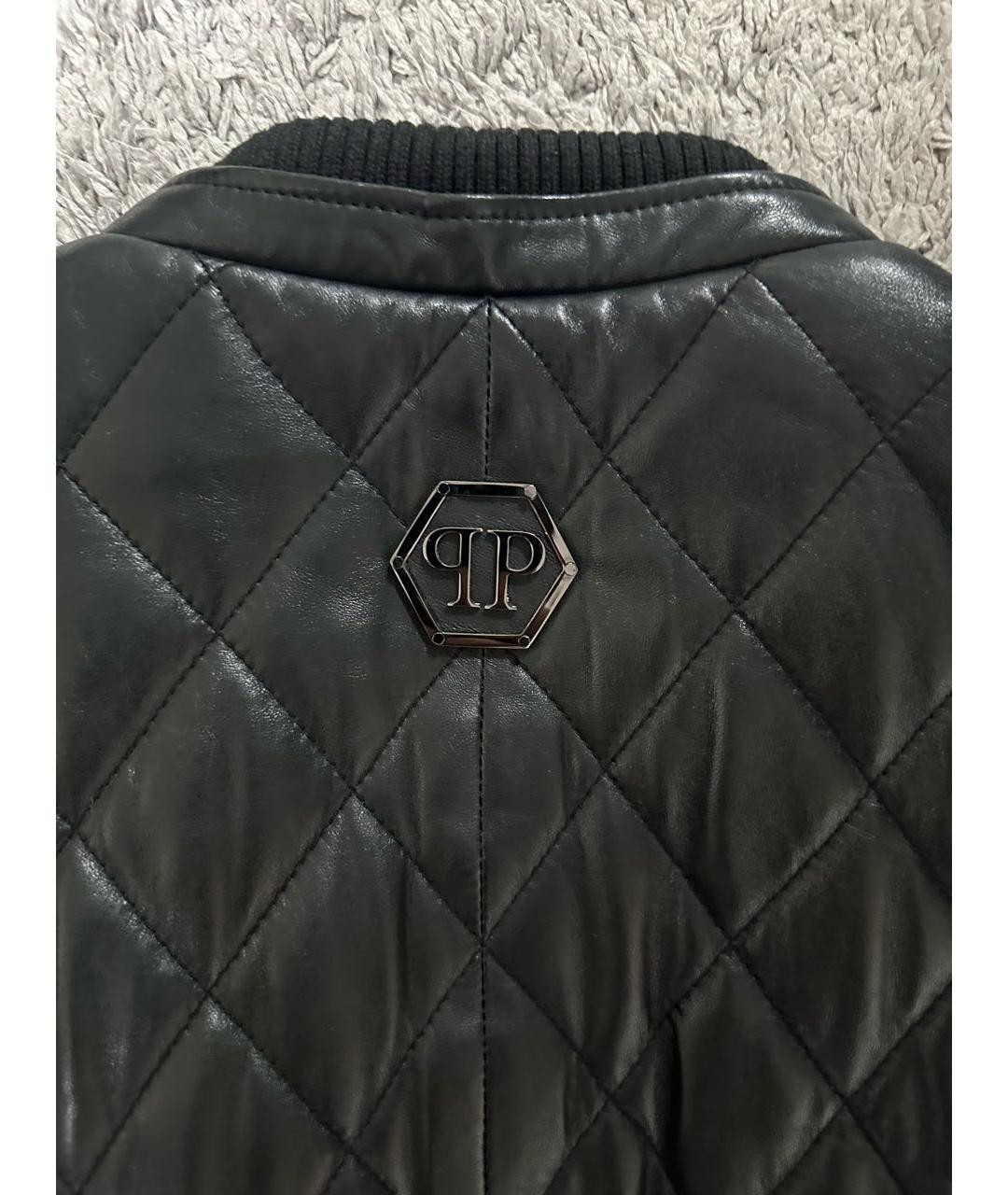 PHILIPP PLEIN Черная кожаная куртка, фото 4