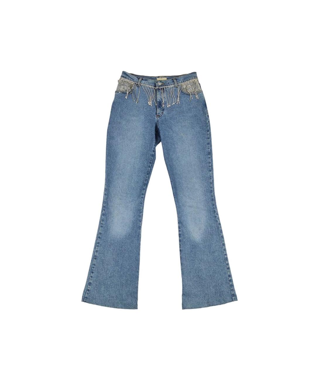 BLUMARINE Голубые хлопко-эластановые джинсы клеш, фото 1