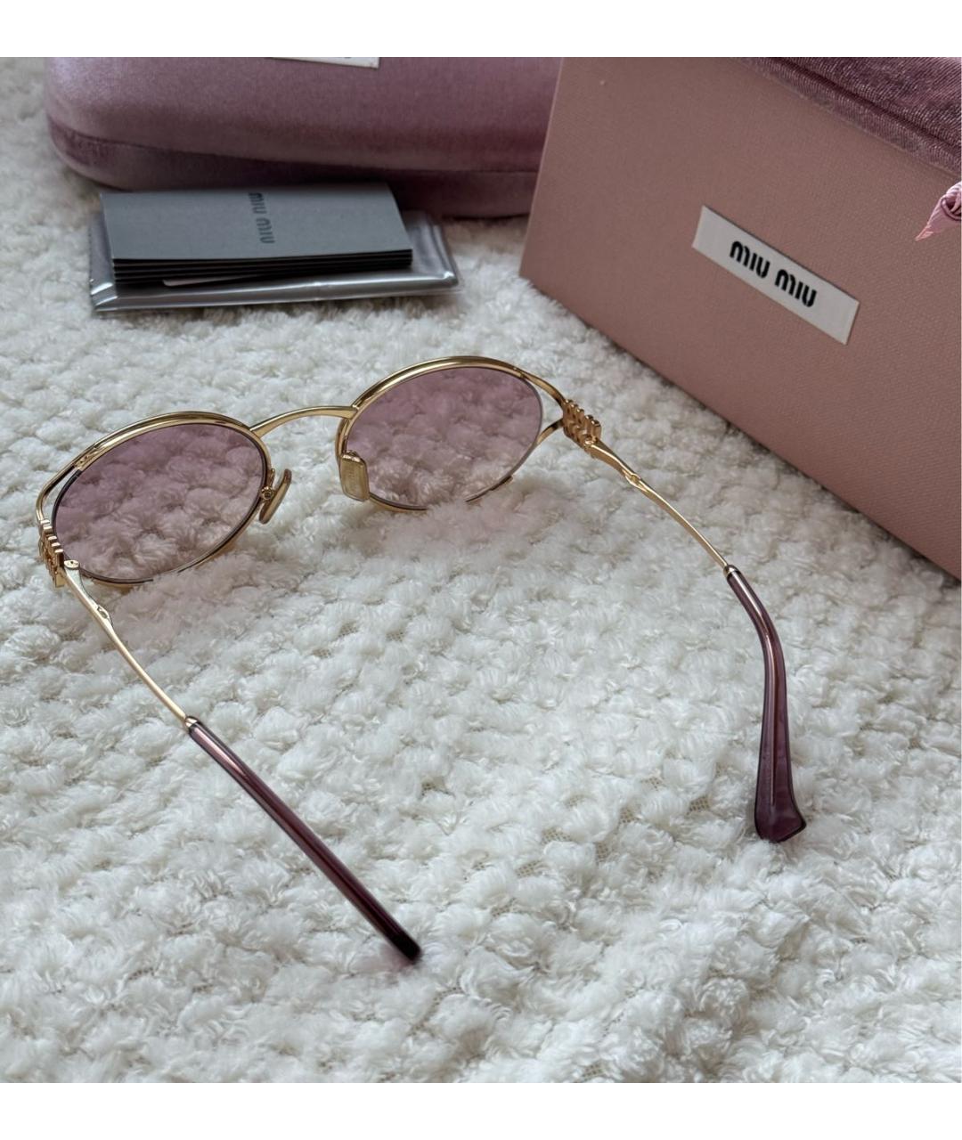 MIU MIU Золотые металлические солнцезащитные очки, фото 5