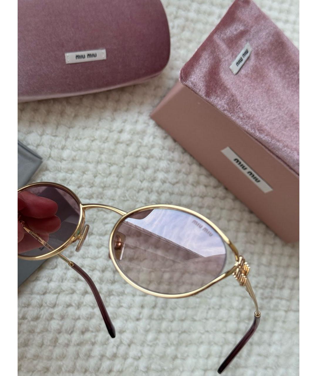 MIU MIU Золотые металлические солнцезащитные очки, фото 4