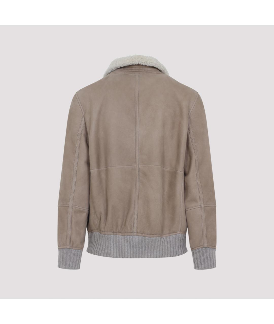 BRUNELLO CUCINELLI Бежевая кожаная куртка, фото 4