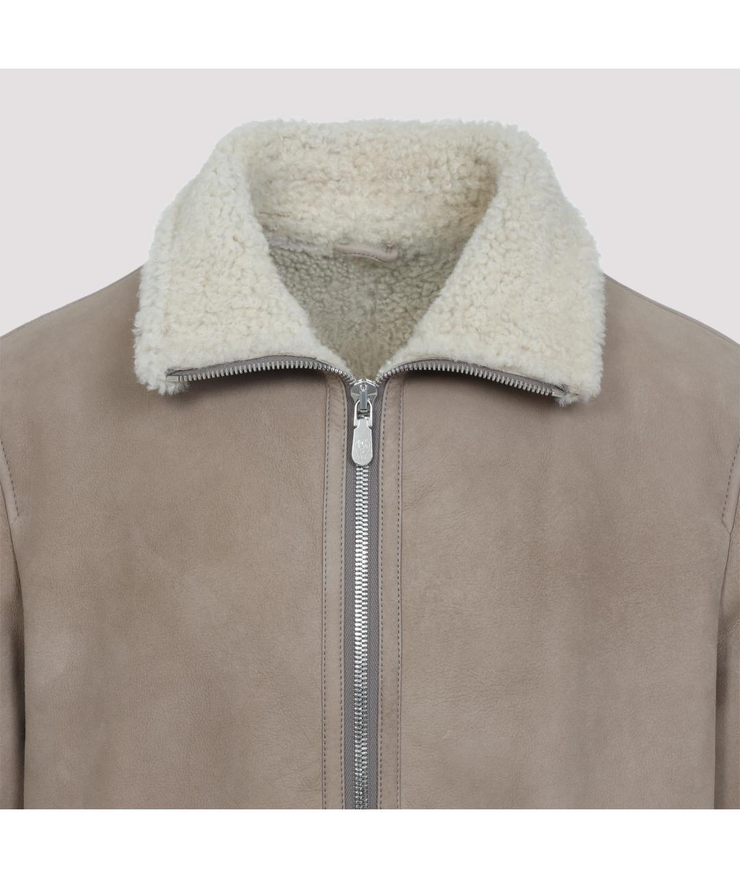 BRUNELLO CUCINELLI Бежевая кожаная куртка, фото 6