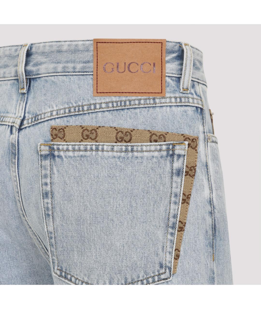 GUCCI Голубые хлопковые прямые джинсы, фото 6