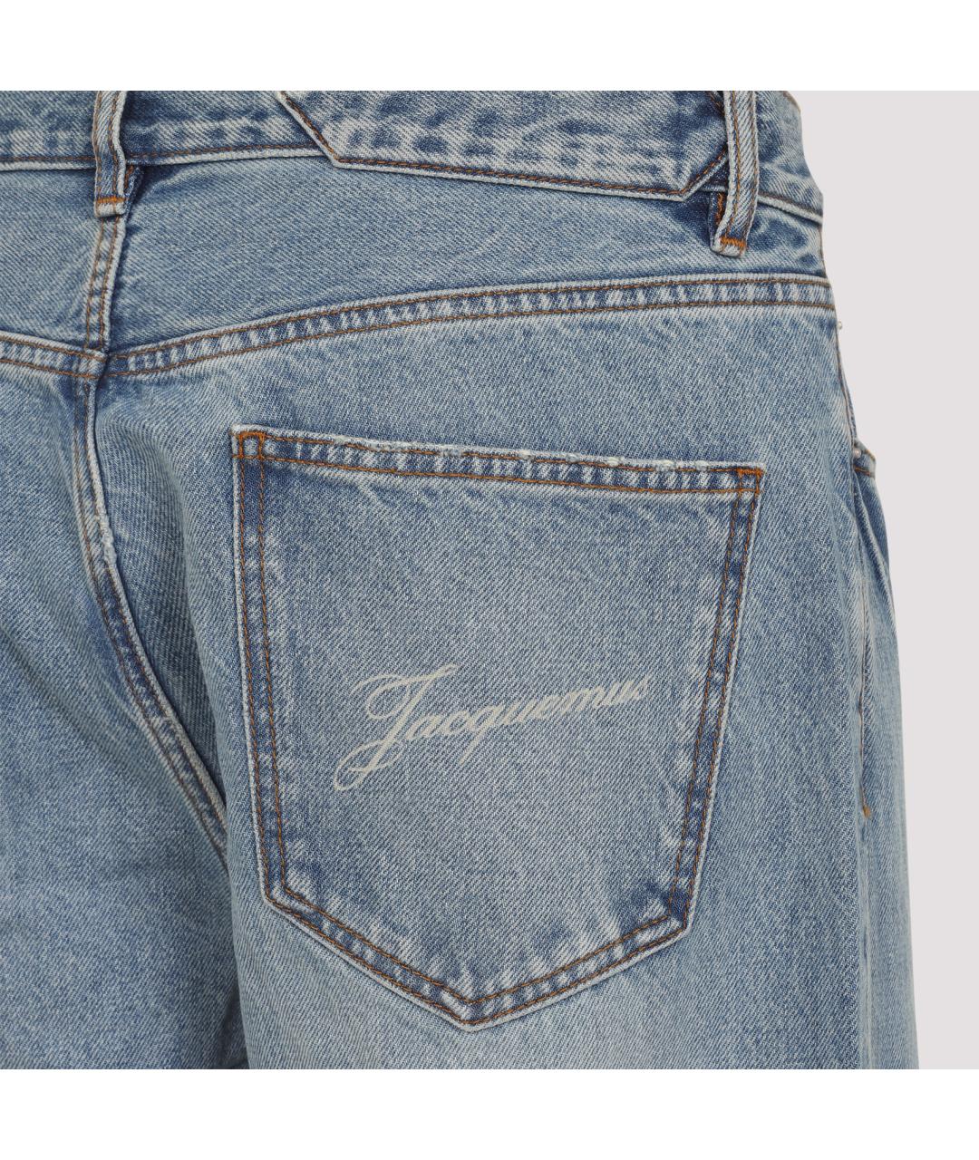 JACQUEMUS Голубые хлопковые прямые джинсы, фото 5