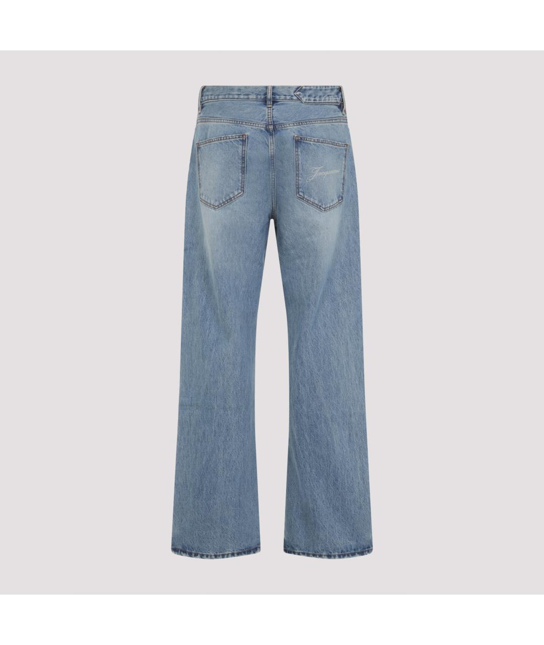 JACQUEMUS Голубые хлопковые прямые джинсы, фото 4