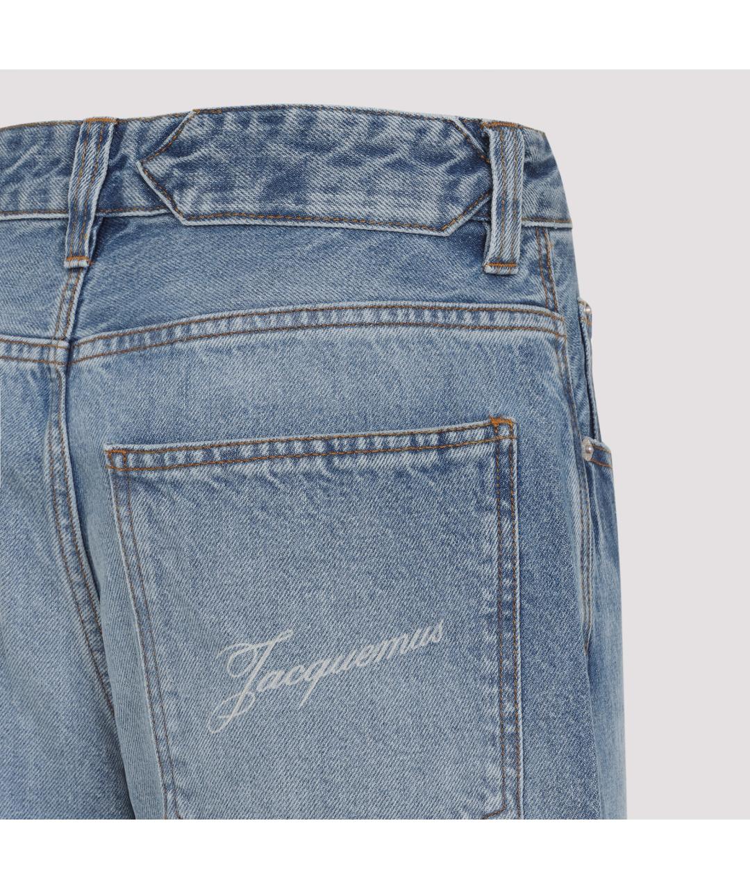 JACQUEMUS Голубые хлопковые джинсы клеш, фото 5