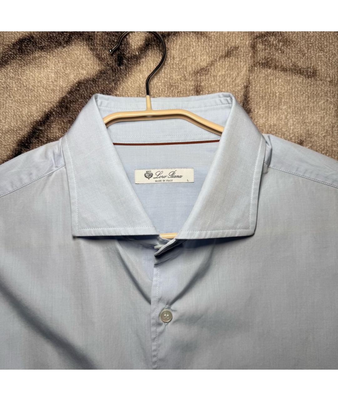 LORO PIANA Голубая хлопковая классическая рубашка, фото 3