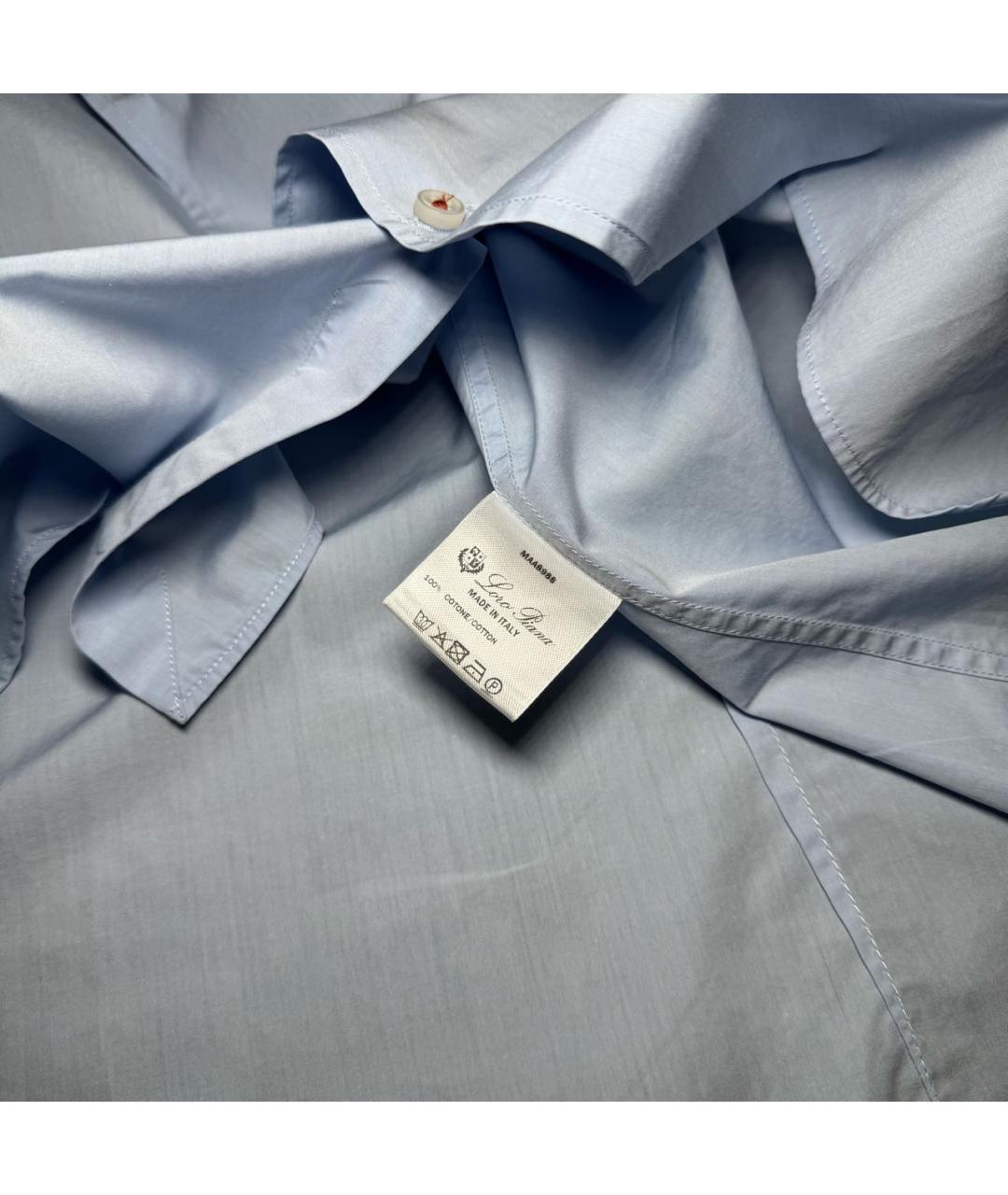 LORO PIANA Голубая хлопковая классическая рубашка, фото 4
