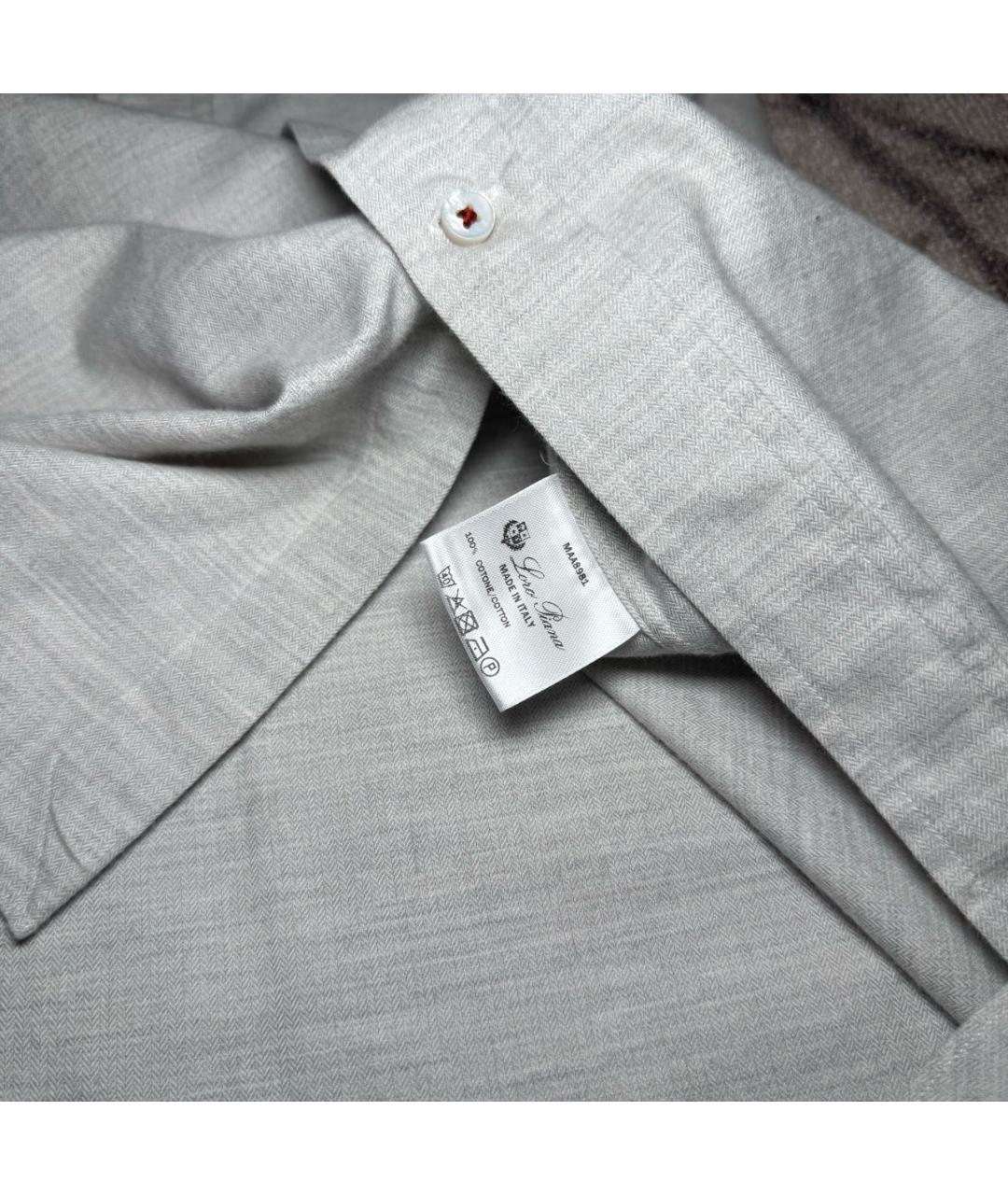 LORO PIANA Серая хлопковая классическая рубашка, фото 4