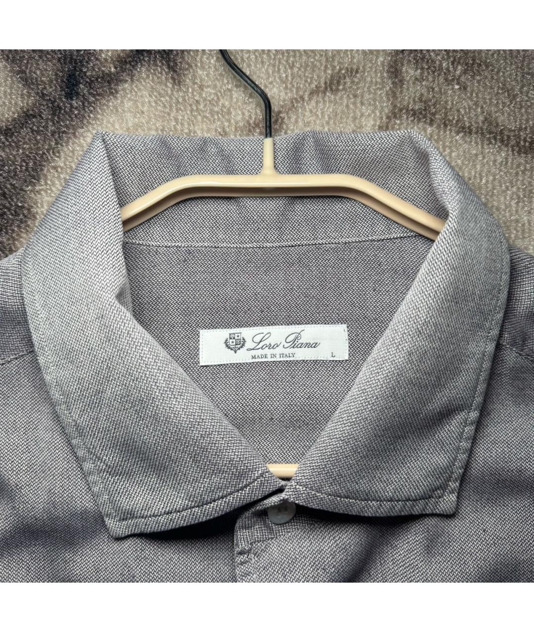 LORO PIANA Серая хлопковая классическая рубашка, фото 3