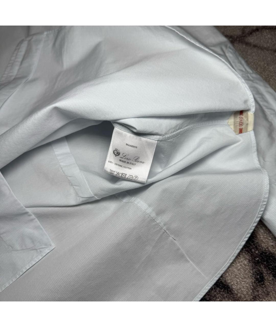 LORO PIANA Голубая хлопковая классическая рубашка, фото 5